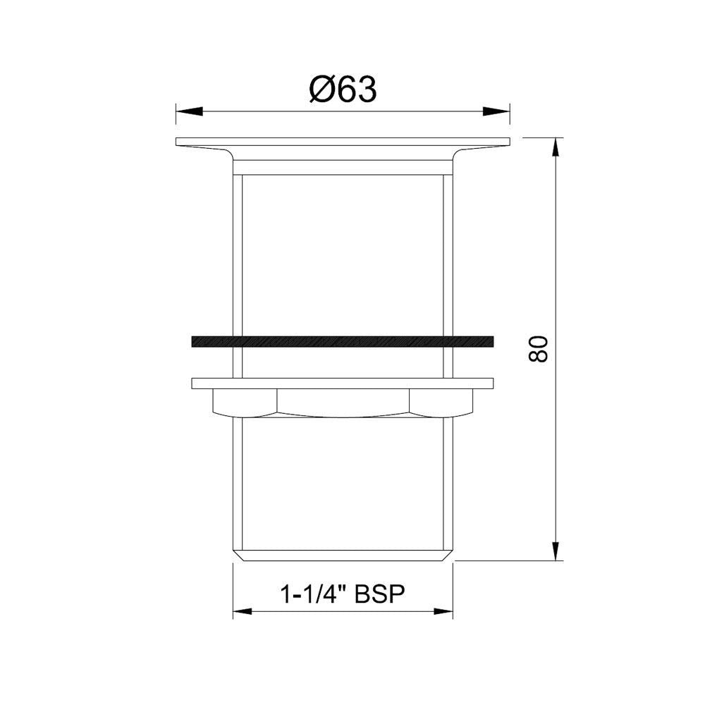 WASTE COUPLING F/T - JAQUAR FAUCETS - ( STAINLESS STEEL - ALLIED - 0x32 mm - 0inchX1.25inch )