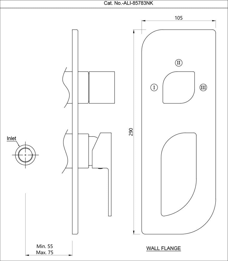 AQUAMAX EXPOSED PART KIT OF SINGLE LEVER SHOWER MIXER WITH 3-WAY DIVERTER & SLEEVE (COMPATIBLE WITH ALD-783N) - JAQUAR FAUCETS - ( BLACK CHROME - ALIVE - 0x15 mm - 0inchX0.5inch )