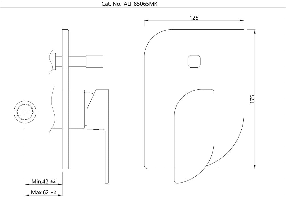 SINGLE LEVER EXPOSED PARTS KIT OF DIVERTER - JAQUAR FAUCETS - ( GRAPHITE GRAY - ALIVE - 0x15 mm - 0inchX0.5inch )