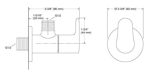 JULY-ANGLE VALVE W/FLANGE - KOHLER POPULAR -  ( BRUSHED NICKEL - POPULAR - 0x0 mm - 0inchx0inch )