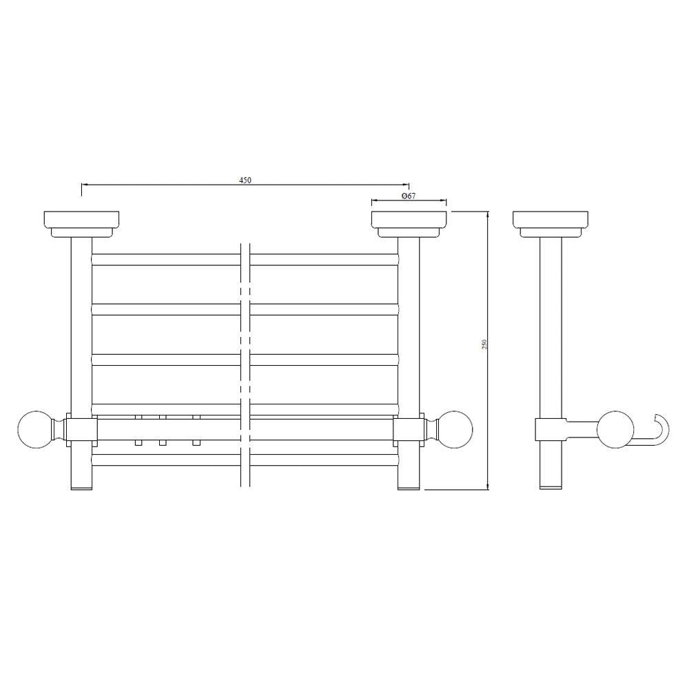 TOWEL RACK - JAQUAR FAUCETS - ( CHROME - QUEENS ACC. - 0x450 mm - 0inchX18inch )
