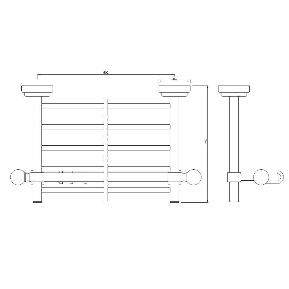 TOWEL RACK - JAQUAR FAUCETS - ( ANTIQUE BRONZE - QUEENS ACC. - 0x600 mm - 0inchX24inch )