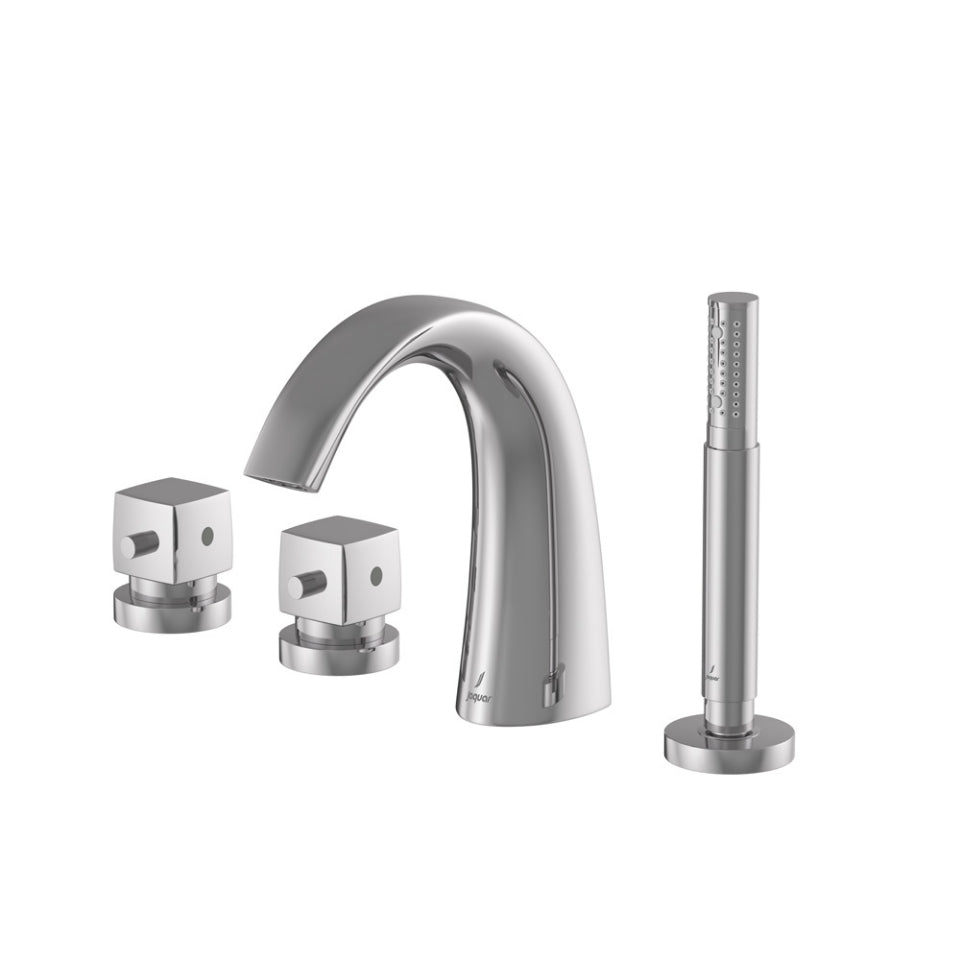 4-HOLE THERMOSTATIC BATH & SHOWER MIXER,DECK MOUNTED - JAQUAR FAUCETS -  ( CHROME - ARC - 0x15 mm - 0inchX0.5inch )
