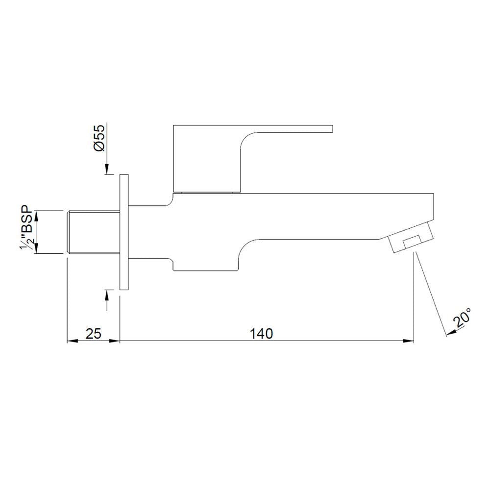 BIB COCK WITH FLANGE - JAQUAR FAUCETS - ( CHROME - ARIA - 0x15 mm - 0inchX0.5inch )