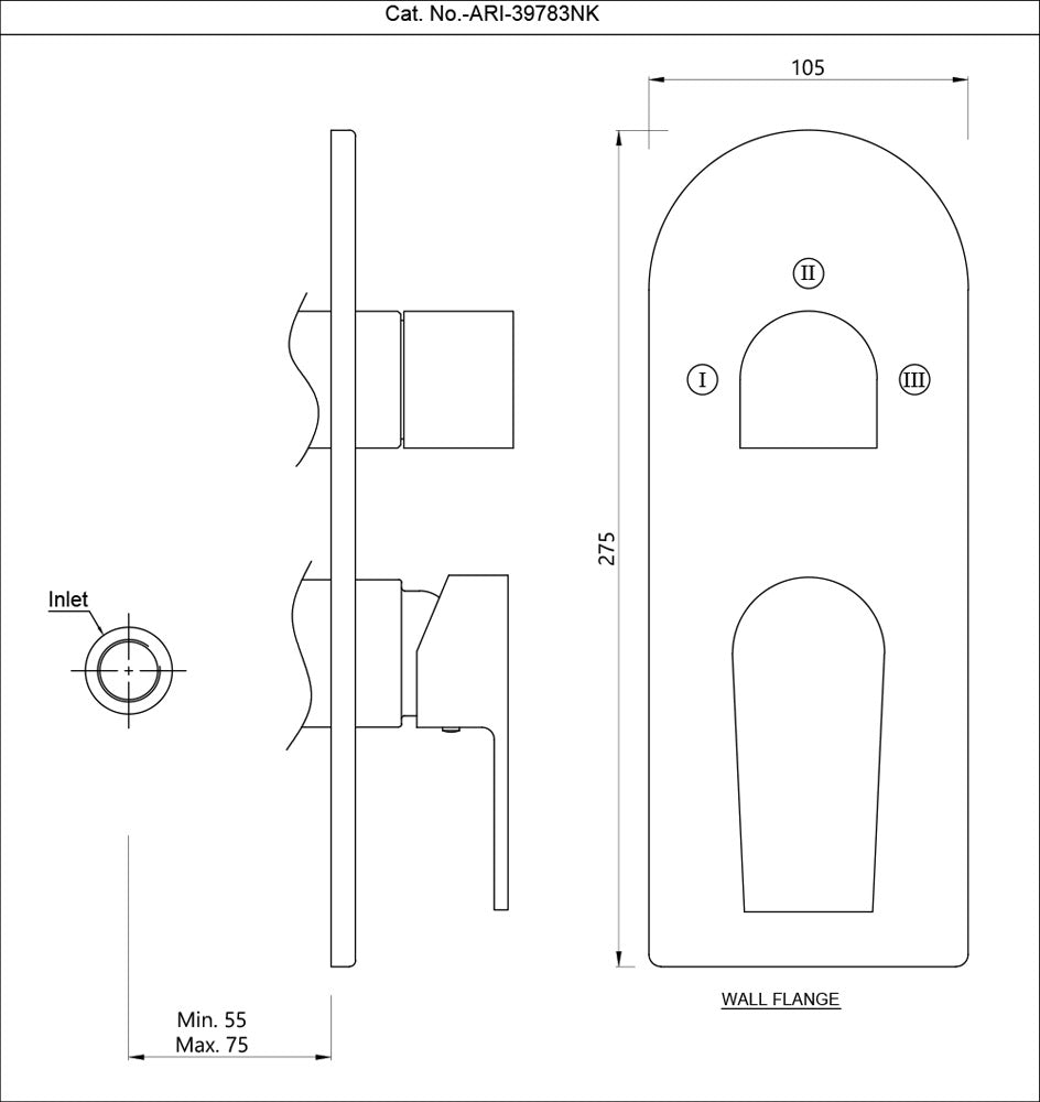 AQUAMAX EXPOSED PART KIT OF SINGLE LEVER SHOWER MIXER WITH 3-WAY DIVERTER & SLEEVE (COMPATIBLE WITH ALD-783N) - JAQUAR FAUCETS -  ( CHROME - ARIA - 0x15 mm - 0inchX0.5inch )