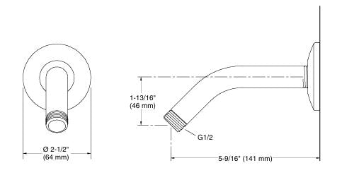 (PRUN) COMPLEMENTARY-WALL MOUNT SHOWER ARM - KOHLER PREMIUM -  ( FRENCH GOLD - PREMIUM - 0x0 mm - 0inchx0inch )