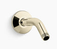 Gold shower arm on a white background