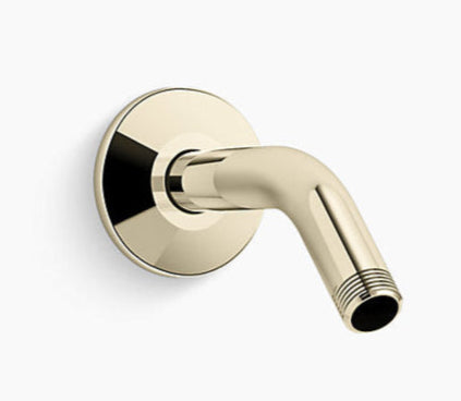 Gold shower arm on a white background