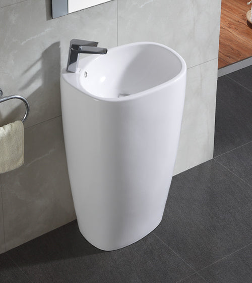 FREE/STAND CERAMIC PEDEST W/BASIN(H-39 ) - AQUANT - ( WHITE - - 540x400 mm - 21.6inchX16inch )