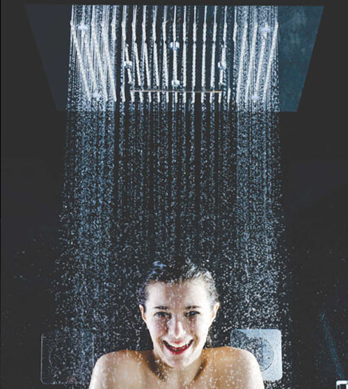 SS 4 FUNC.CEILING RAIN SHWR W/INST. KIT - AQUANT -  ( CHROME - CHROMOTHERAPY - 600x400 mm - 24inchX16inch )