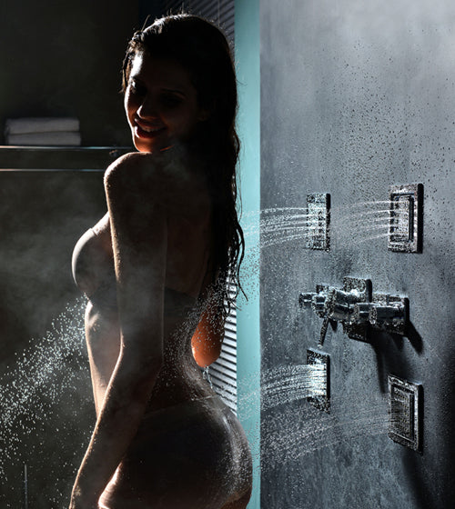 BRASS BODY SHOWER BUILT IN CONC SYSTEM - AQUANT - ( BRUSHED ROSE GOLD - - 140x140 mm - 5.6inchX5.6inch )