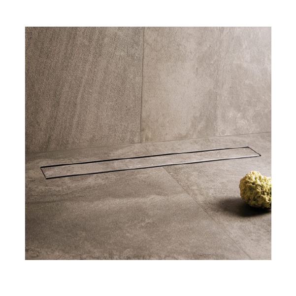 SHOWER CHANNEL DRAINR W/BASE CONTRL UNIT - AQUANT - ( CHROME - INVISIBLE TILE INSRT - 100x900 mm - 4inchX36inch )