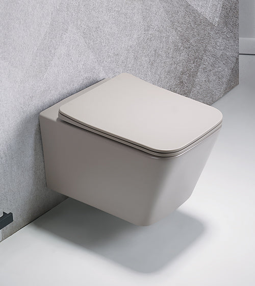 RIMLESS W/HUNG WC W/SLIM UF SEAT COVER ( BOLT DISTANCE 7INCH) - AQUANT - ( BEIGE CARAMEL - - 520x350 mm - 20.6inchX14inch )