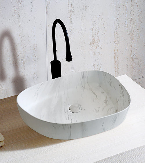 TABLE TOP WASH BASIN - AQUANT - ( STATUARIO MARBLE - - 550x400 mm - 22inchX16inch )