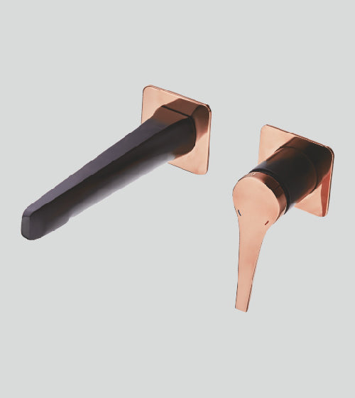 BRASS WALL BASIN MXR W/POP-UP WASTE COUP - AQUANT - ( ROSE GOLD+BLACK - - 0x0 mm - 0inchX0inch )