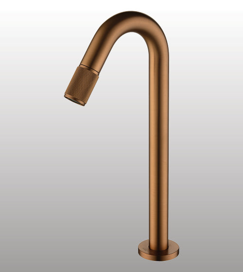 MOUTH OPERATED TALL BRASS MOUNTED BASIN TAP - AQUANT - ( BRUSHED ROSE GOLD - - 324x0 mm - 12.96inchX0inch )