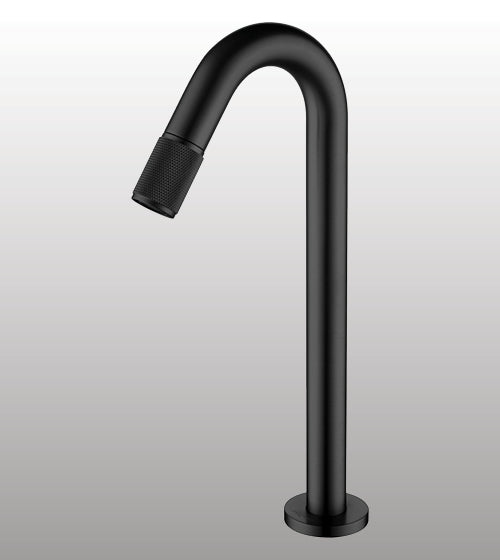 MOUTH OPERATED TALL BRASS MOUNTED BASIN TAP - AQUANT - ( MATT BLACK - - 324x0 mm - 12.96inchX0inch )