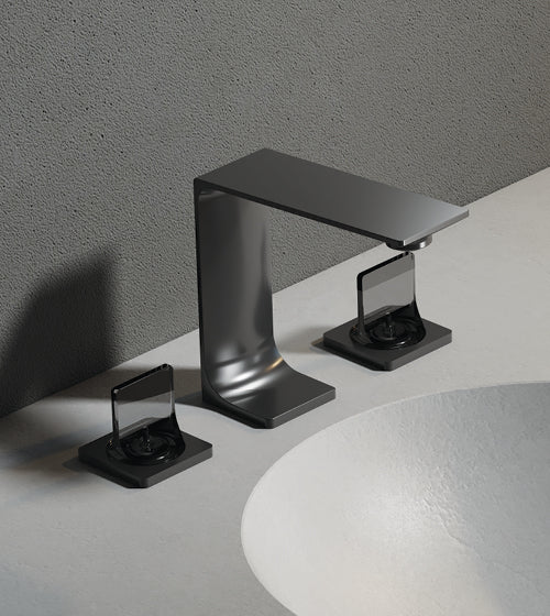 PRESTIGE COLLECTION 3/HOLE BRASS TABEL MOUNTED BASIN MIXER - AQUANT - ( BRUSHED ROSE GOLD - PRESTIGE SERIES - 0x0 mm - 0inchX0inch )