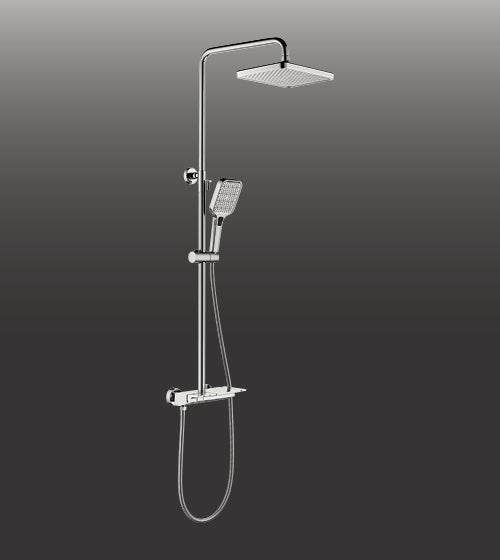S/L BUTTON DIVT BRASS SHOWER W/RAIN SHWR W/HAND SHWR W/FLEXIBLE 1.5 MTR HOSE W/HIDDEN SPOUT - AQUANT - ( CHROME - FLEUR - 1320x930 mm - 52.8inchX37.2inch )