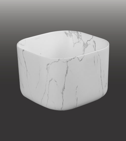 TABLE MOUNTED CERAMIC POT BASIN - AQUANT - ( STATUARIO MARBLE - - 405x405x280 mm - 16.2inchX16.2inchX11.2inch )