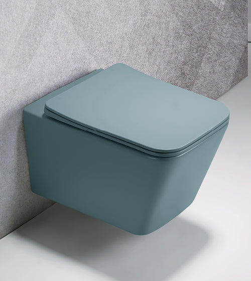 RIMLESS W/HUNG WC W/SLIM UF SEAT COVER ( BOLT DISTANCE 7INCH) - AQUANT - ( SEAFOAM GREEN - - 520x350 mm - 20.8inchX14inch )