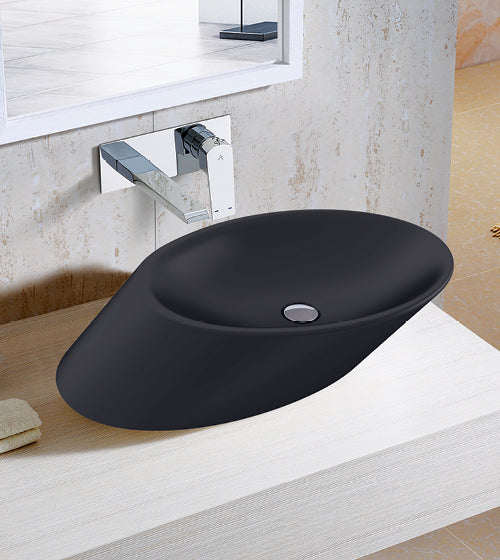 TABLE MOUNTED CERAMIC ART BASIN - AQUANT - ( MATT BLACK - - 720x400x140 mm - 28.8inchX16inchX5.6inch )