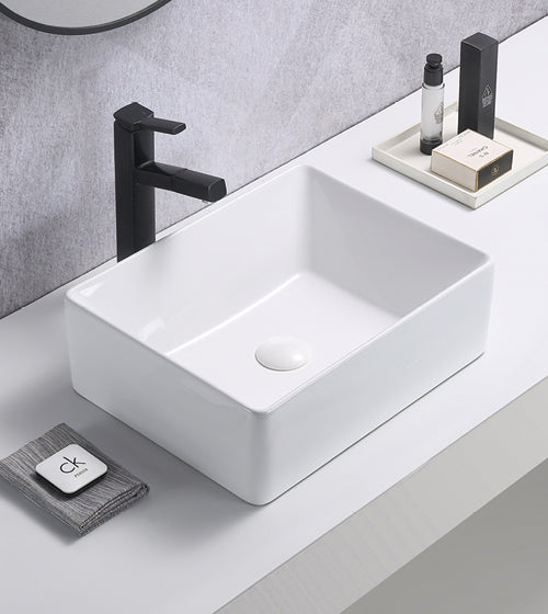TABLE MOUNTED CERAMIC ART WASH BASIN - AQUANT - ( WHITE - - 443x343x142 mm - 17.72inchX13.72inchX5.7inch )