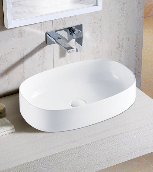 TABLE MOUNTED CERAMIC WASH BASIN - AQUANT - ( WHITE - - 540x350x140 mm - 21.6inchX14inchX5.6inch )