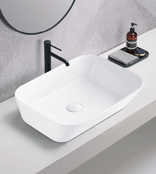 TABLE MOUNTED CERAMIC WASH BASIN - AQUANT - ( WHITE - - 525x410x160 mm - 21inchX16.4inchX6.4inch )