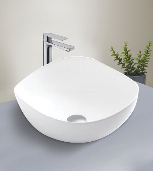 TABLE MOUNTED CERAMIC ART WASH BASIN - AQUANT - ( WHITE - - 380x280x170 mm - 15.2inchX11.2inchX6.8inch )