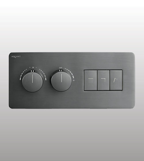CONC THERMOSTATIC MULTI FUN 3 OUTLET SWITCH BUTTON DIVERTER WITH FLOW CONTROL 20 MM INLET - AQUANT - ( GRAPHITE GREY - PIANO SERIES - 20x0 mm - 0.8inchX0inch )