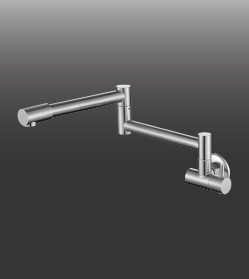WALL MOUNTED ADJUSTABLE KITCHEN SINK COCK - AQUANT - ( MATT SS FINISH - KITCHEN FAUCETS - 0x0 mm - 0inchX0inch )