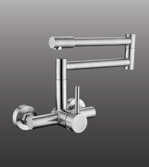 ADJUSTABLE KITCHEN SINK MIXER WALL MOUNTED - AQUANT - ( MATT SS FINISH - KITCHEN FAUCETS - 0x0 mm - 0inchx0inch )