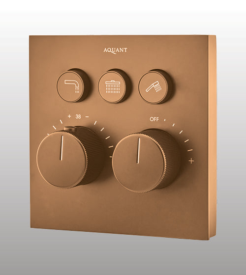CONC THERMOSTATIC MULTI FUN 3 OUTLET CLICK SELECT DIVERTER WITH 3 OUTLETS & FLOW CONTROL 20 MM INLET - AQUANT - ( BRUSHED ROSE GOLD - - 20x0 mm - 0.8inchX0inch )