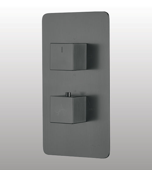 HIGH FLOW THERMOSTATIC DIVERTER WITH 3 OUTLETS 20MM INLET SQUARE SHAPE - AQUANT - ( GRAPHITE GREY - - 20x0 mm - 0.8inchX0inch )