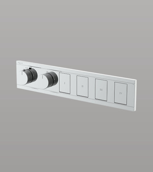 CONC THERMOSTATIC MULTI FUN 4 OUTLET SWITCH BUTTON DIVERTER WITH FLOW CONTROL 20 MM INLET - AQUANT - ( CHROME - PIANO SERIES - 20x0 mm - 0.8inchX0inch )
