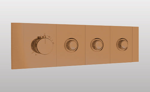 HIGH FLOW CONC THERMOSTATIC MULTI FUN DIVERTER WITH 3 OUTLETS WITH FLOW CONTROL 20MM INLET HORIZONTAL PLATE - AQUANT - ( BRUSHED ROSE GOLD - - 20x0 mm - 0.8inchX0inch )