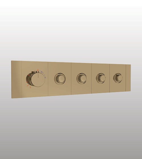 HIGH FLOW THERMOSTATIC MULTI FUNCTION DIVTR W/4 OUTLET & FLOW CTRL - AQUANT - ( BRUSHED GOLD - - 0x0 mm - 0inchx0inch )