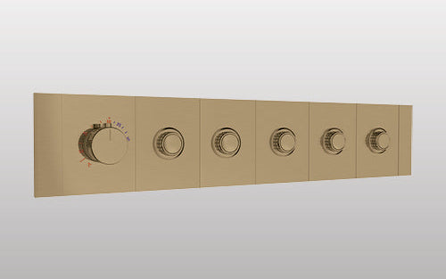 HIGH FLOW THERMOSTATIC MULTIFUNCTION DIVTR W/5OUTLET & FLOW CTRL (20 MM) - AQUANT - ( BRUSHED GOLD - - 0x0 mm - 0inchX0inch )