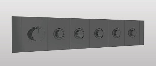 HIGH FLOW CONC THERMOSTATIC MULTI FUN DIVERTER WITH 5 OUTLETS WITH FLOW CONTROL 20MM INLET HORIZONTAL PLATE - AQUANT - ( GRAPHITE GREY - - 20x0 mm - 0.8inchX0inch )