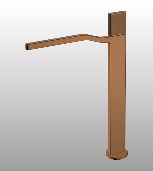 TALL BRASS BASIN MIXER WITH PROGRESSIVE CARTRIDGE - AQUANT - ( BRUSHED ROSE GOLD - SVELTE SERIES - 15x0 mm - 0.5inchX0inch )