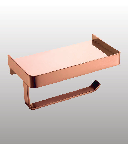 TOILET ROLL HOLDER WITH SHELF - AQUANT - ( ROSE GOLD - - 0x0 mm - 0inchx0inch )