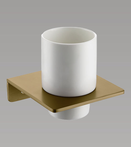 TUMBLER HOLDER - AQUANT -  ( BRUSHED GOLD - ACCESSORIES - 120X110 mm - 4.8inchx4.4inch )