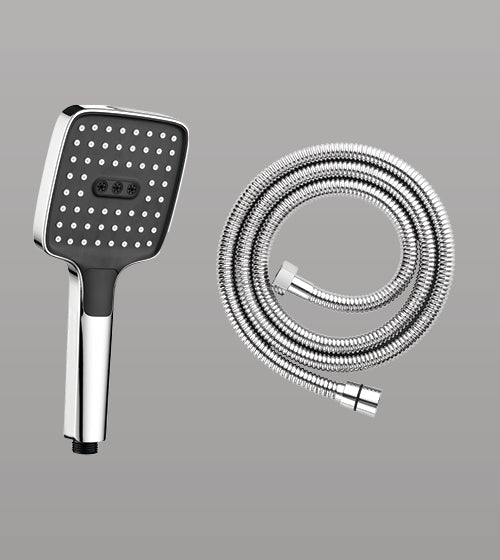 ABS HAND SHOWER 3 FUNCTION WITH 1.5 MTR FLEXIBLE HOSE - AQUANT - ( CHROME - SHOWER - 0x0 mm - 0inchx0inch )