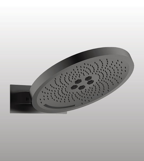 3 FUN WALL MOUNTED SHOWER FLOWS: RAIN , MIST & WATERFALL - AQUANT - ( GRAPHITE GREY - SS HYDRO WAVE - 370x0 mm - 14.8inchX0inch )
