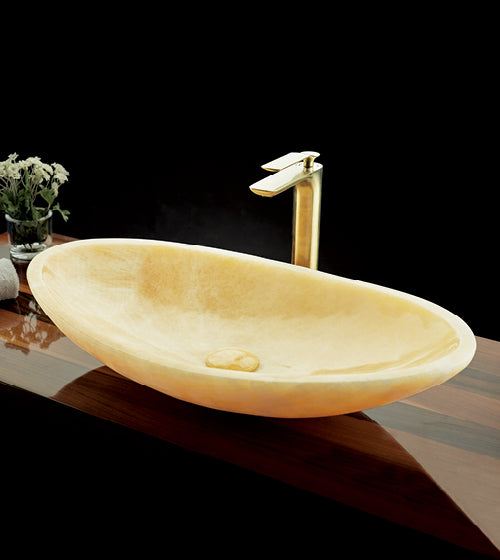 HONEY ONYX STONE WASH BASIN - AQUANT - ( HONEY ONYX - AURA GOLD - 0x0 mm - 0inchx0inch )
