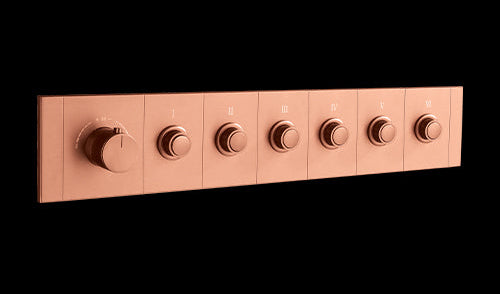 HIGH FLOW CONC THERMOSTATIC MULTI FUN DIVERTER WITH 6 OUTLETS WITH FLOW CONTROL 20MM INLET HORIZONTAL PLATE - AQUANT - ( ROSE GOLD - - 0x0 mm - 0inchX0inch )