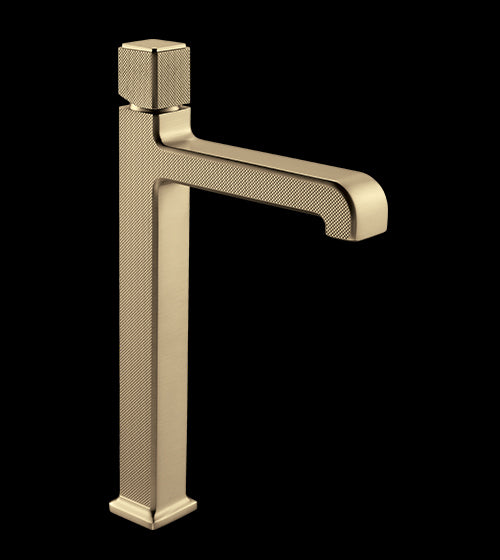 TALL BODY BRASS BASIN MIXER WITH SIDE KNOB CONTROL FOAM FLOW - AQUANT - ( BRUSHED GOLD - REGALIA SERIES - 0x0 mm - 0inchX0inch )