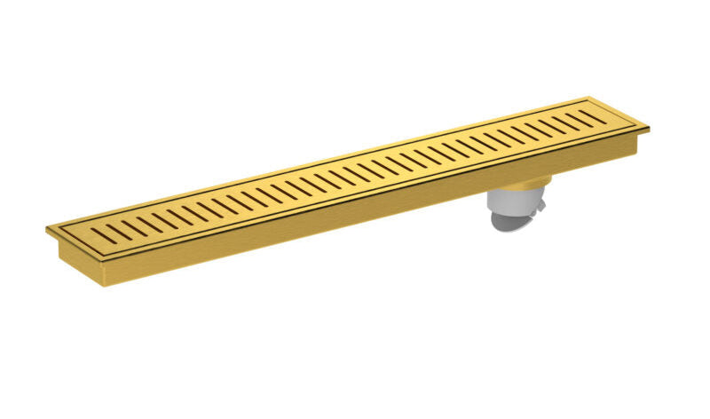 SHOWER CHANNEL DRAIN CENTRE HOLE - VIKING -  ( GOLD PVD BRUSHED - SS 304 - 900x100 mm - 36inchX4inch )