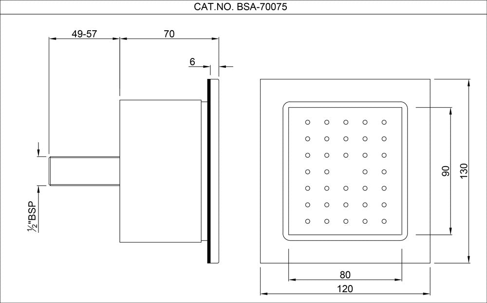 BODY SHOWER - ARTIZE FAUCET - ( BLACK CHROME - BODY SHOWER - 130x120 mm - 5.2inchX4.8inch )